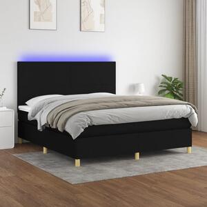 VidaXL Κρεβάτι Boxspring με Στρώμα & LED Μαύρο 180x200 εκ. Υφασμάτινο