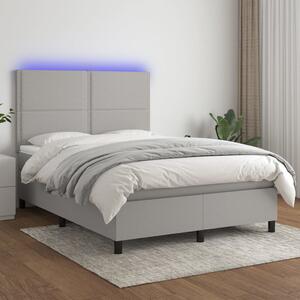 VidaXL Κρεβάτι Boxspring με Στρώμα & LED Αν.Γκρι 140x200εκ. Υφασμάτινο