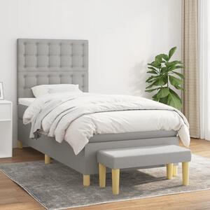 VidaXL Κρεβάτι Boxspring με Στρώμα Ανοιχτό Γκρι 90x190 εκ. Υφασμάτινο