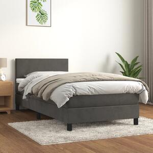 VidaXL Κρεβάτι Boxspring με Στρώμα Σκούρο Γκρι 100x200 εκ. Βελούδινο