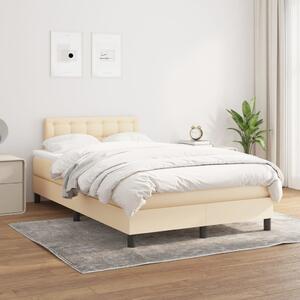 VidaXL Κρεβάτι Boxspring με Στρώμα Κρεμ 120x200 εκ. Υφασμάτινο