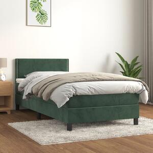 VidaXL Κρεβάτι Boxspring με Στρώμα Σκούρο Πράσινο 80x200 εκ. Βελούδινο