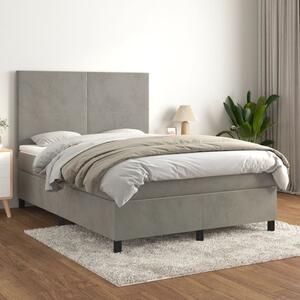 VidaXL Κρεβάτι Boxspring με Στρώμα Ανοιχτό Γκρι 140x190 εκ. Βελούδινο