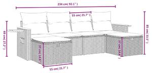 VidaXL Σετ Καναπέ Κήπου 5 Τεμαχίων Μαύρο Συνθετικό Ρατάν με Μαξιλάρια