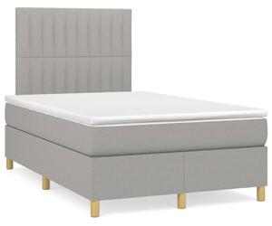 VidaXL Κρεβάτι Boxspring με Στρώμα Ανοιχτό Γκρι 120x190 εκ. Υφασμάτινο