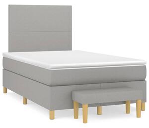 VidaXL Κρεβάτι Boxspring με Στρώμα Ανοιχτό Γκρι 120x190 εκ. Υφασμάτινο