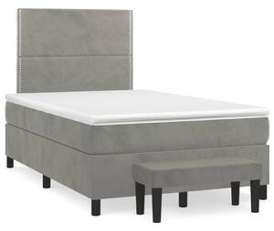 VidaXL Κρεβάτι Boxspring με Στρώμα Ανοιχτό Γκρι 120x190 εκ. Βελούδινο