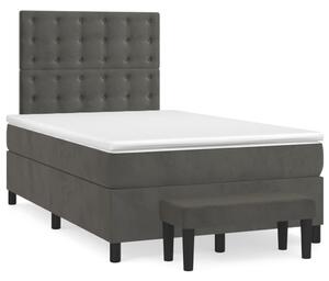 VidaXL Κρεβάτι Boxspring με Στρώμα Σκούρο Γκρι 120x190 εκ. Βελούδινο