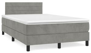 VidaXL Κρεβάτι Boxspring με Στρώμα Ανοιχτό Γκρι 120x190 εκ. Βελούδινο