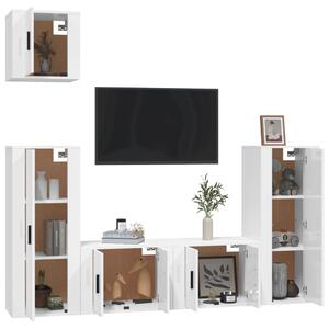 VidaXL Σετ Επίπλων Τηλεόρασης 5 Τεμαχίων Γυαλ. Λευκό Επεξ. Ξύλο