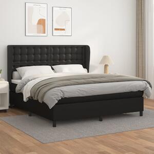 VidaXL Κρεβάτι Boxspring με Στρώμα Μαύρο 180x200εκ.από Συνθετικό Δέρμα