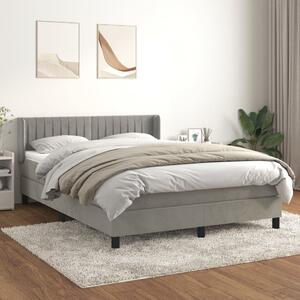 VidaXL Κρεβάτι Boxspring με Στρώμα Ανοιχτό Γκρι 140x190 εκ. Βελούδινο