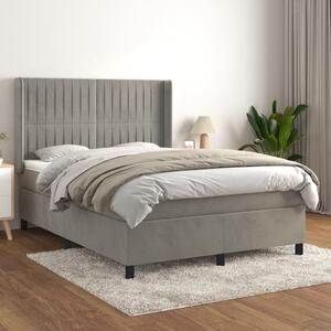 VidaXL Κρεβάτι Boxspring με Στρώμα Ανοιχτό Γκρι 140x190 εκ. Βελούδινο