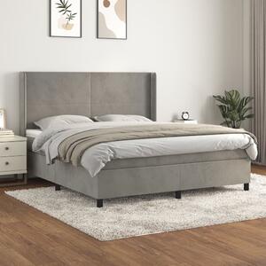 VidaXL Κρεβάτι Boxspring με Στρώμα Ανοιχτό Γκρι 180x200 εκ. Βελούδινο