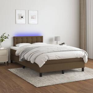 VidaXL Κρεβάτι Boxspring με Στρώμα & LED Σκ.Καφέ 120x200 εκ Υφασμάτινο