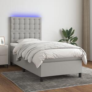 VidaXL Κρεβάτι Boxspring με Στρώμα & LED Αν.Γκρι 80x200 εκ. Υφασμάτινο