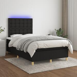 VidaXL Κρεβάτι Boxspring με Στρώμα & LED Μαύρο 120x200 εκ. Υφασμάτινο