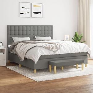 VidaXL Κρεβάτι Boxspring με Στρώμα Σκούρο Γκρι 180x200 εκ Υφασμάτιν