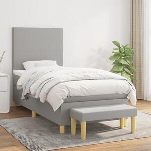 VidaXL Κρεβάτι Boxspring με Στρώμα Ανοιχτό Γκρι 90x190 εκ. Υφασμάτινο