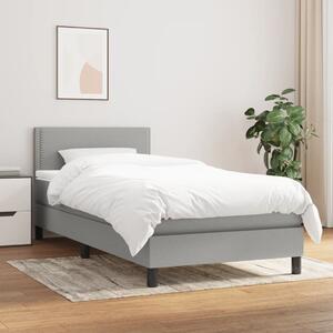 VidaXL Κρεβάτι Boxspring με Στρώμα Ανοιχτό Γκρι 90x200 εκ. Υφασμάτινο