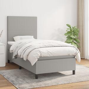 VidaXL Κρεβάτι Boxspring με Στρώμα Ανοιχτό Γκρι 100x200 εκ. Υφασμάτινο