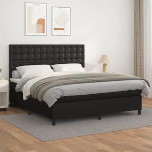 VidaXL Κρεβάτι Boxspring με Στρώμα Μαύρο 180x200εκ.από Συνθετικό Δέρμα