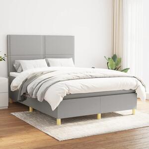 VidaXL Κρεβάτι Boxspring με Στρώμα Ανοιχτό Γκρι 140x190 εκ. Υφασμάτινο