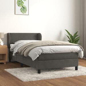 VidaXL Κρεβάτι Boxspring με Στρώμα Σκούρο Γκρι 100x200 εκ. Βελούδινο