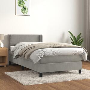 VidaXL Κρεβάτι Boxspring με Στρώμα Ανοιχτό Γκρι 90x200 εκ. Βελούδινο