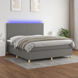 VidaXL Κρεβάτι Boxspring με Στρώμα & LED Σκ.Γκρι 180x200 εκ Υφασμάτινο