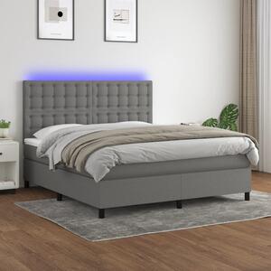 VidaXL Κρεβάτι Boxspring με Στρώμα & LED Σκ.Γκρι 180x200 εκ Υφασμάτινο