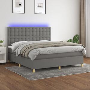 VidaXL Κρεβάτι Boxspring με Στρώμα & LED Σκ.Γκρι 160x200 εκ Υφασμάτινο