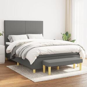 VidaXL Κρεβάτι Boxspring με Στρώμα Σκούρο Γκρι 140x200 εκ Υφασμάτινο