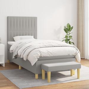 VidaXL Κρεβάτι Boxspring με Στρώμα Ανοιχτό Γκρι 100x200 εκ. Υφασμάτινο