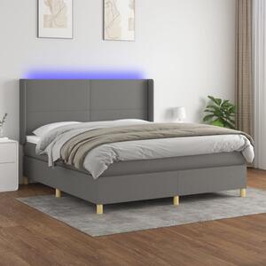 VidaXL Κρεβάτι Boxspring με Στρώμα & LED Σκ.Γκρι 180x200 εκ Υφασμάτινο