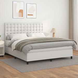 VidaXL Κρεβάτι Boxspring με Στρώμα Λευκό 180x200 εκ. Συνθετικό Δέρμα