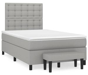 VidaXL Κρεβάτι Boxspring με Στρώμα Ανοιχτό Γκρι 120x190 εκ. Υφασμάτινο