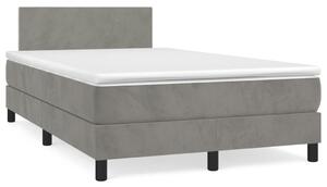 VidaXL Κρεβάτι Boxspring με Στρώμα Ανοιχτό Γκρι 120x190 εκ. Βελούδινο