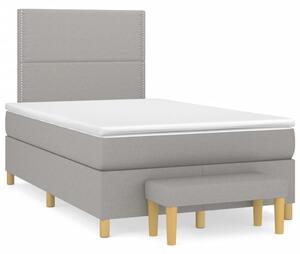 VidaXL Κρεβάτι Boxspring με Στρώμα Ανοιχτό Γκρι 120x190 εκ. Υφασμάτινο