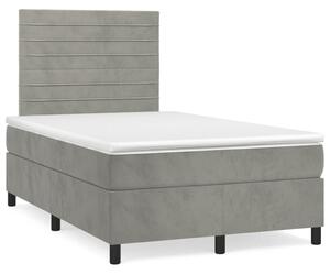 VidaXL Κρεβάτι Boxspring με Στρώμα Ανοιχτό Γκρι 120x190 εκ. Βελούδινο