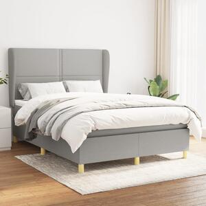 VidaXL Κρεβάτι Boxspring με Στρώμα Ανοιχτό Γκρι 140x200 εκ. Υφασμάτινο