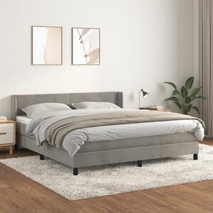 VidaXL Κρεβάτι Boxspring με Στρώμα Ανοιχτό Γκρι 180x200 εκ. Βελούδινο