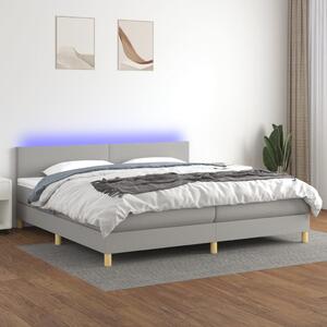 VidaXL Κρεβάτι Boxspring με Στρώμα & LED Αν.Γκρι 200x200εκ. Υφασμάτινο