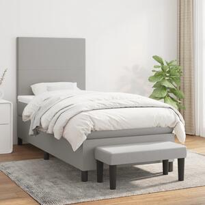 VidaXL Κρεβάτι Boxspring με Στρώμα Ανοιχτό Γκρι 90x200 εκ. Υφασμάτινο