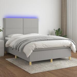 VidaXL Κρεβάτι Boxspring με Στρώμα & LED Αν.Γκρι 140x190εκ. Υφασμάτινο