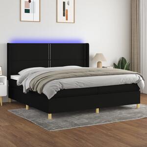 VidaXL Κρεβάτι Boxspring με Στρώμα & LED Μαύρο 200x200 εκ. Υφασμάτινο