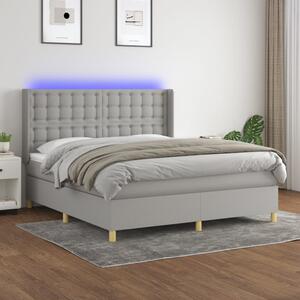 VidaXL Κρεβάτι Boxspring με Στρώμα & LED Αν.Γκρι 180x200εκ. Υφασμάτινο