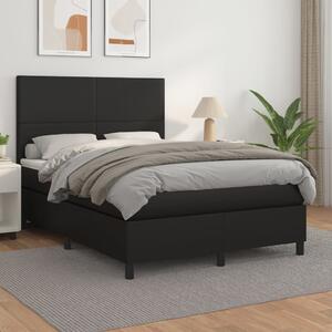 VidaXL Κρεβάτι Boxspring με Στρώμα Μαύρο 140x200εκ.από Συνθετικό Δέρμα