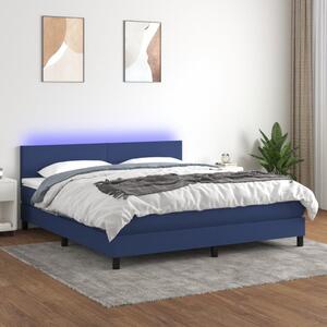 VidaXL Κρεβάτι Boxspring με Στρώμα & LED Μπλε 180x200 εκ. Υφασμάτινο