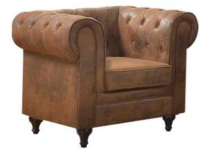 Πολυθρόνα Chesterfield Ύφασμα Καφέ Camel 110x82x77cm